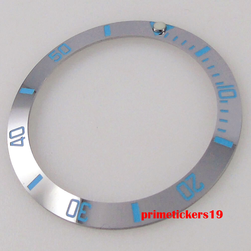 38mm*30.6mm Sloped Steel Watch Bezel Insert Ring Shiny Fit 40mm SUB Watch Case