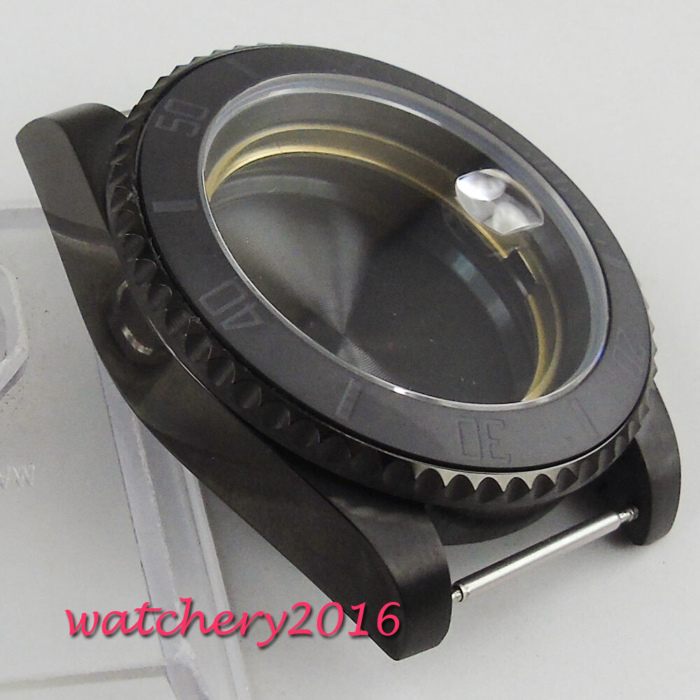 40mm Black PVD Watch Case Fit NH35 NH36 Miyota8215 DG2813 ETA2824 Sapphire Glass
