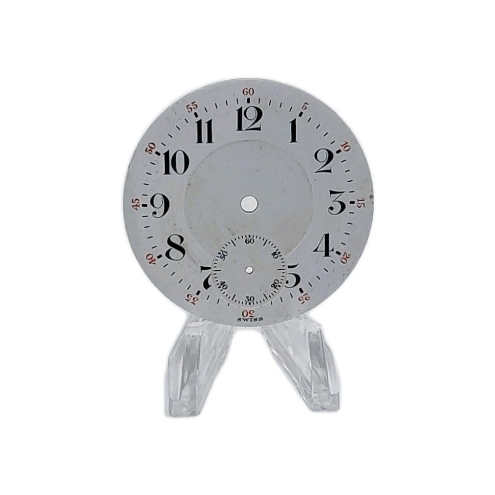 Unbranded 42.6mm Double Sunk Enamel Swiss Pocket Watch Dial Only 1398