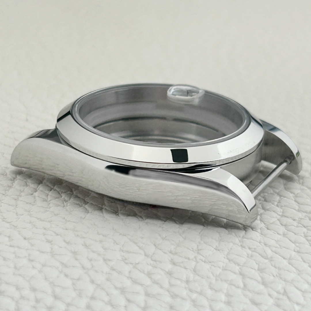 For Datejust Silver Sapphire Crystal Glass Men Watch Case Fit ETA2824 PT5000