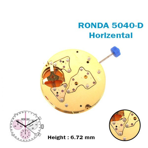 RONDA SWISS🇨🇭 Made Movement 5040-D, Horizental , White Date Disk at 4