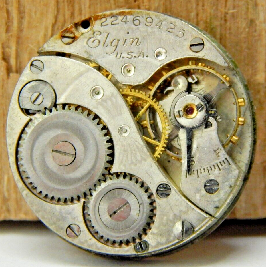 Vintage 1920 Elgin 447 model 4 7 jewel 10/0 size openface pocket watch movement