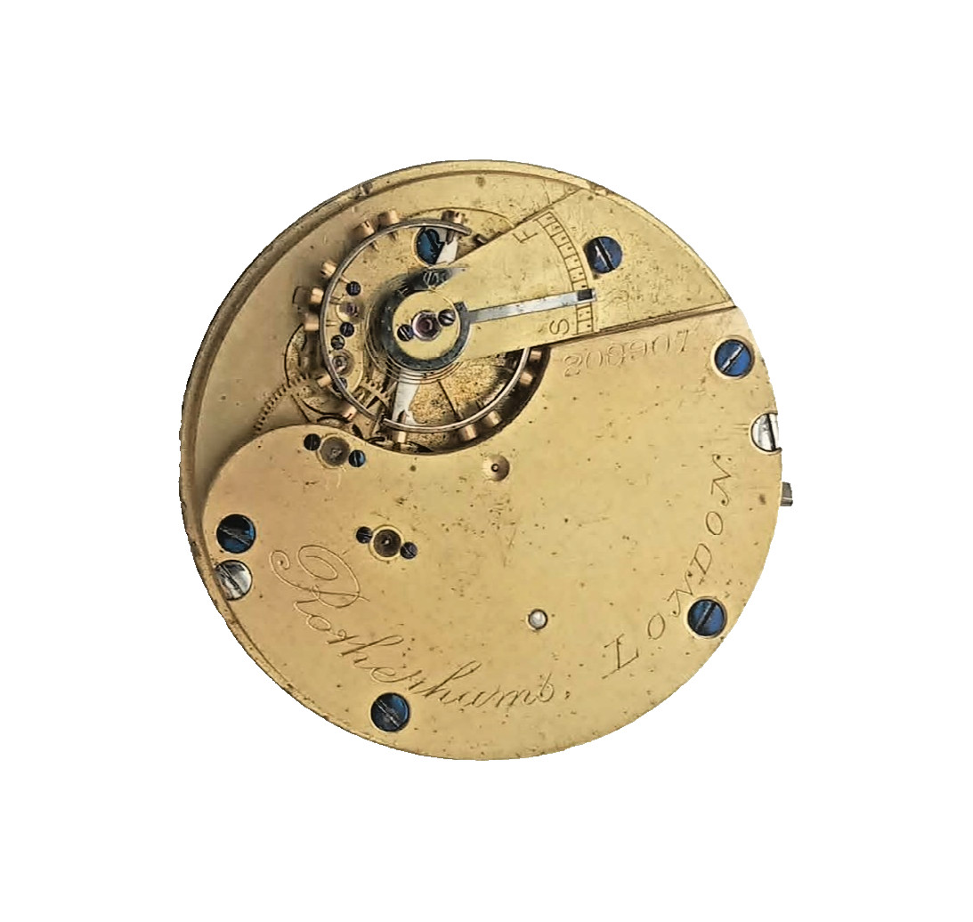 Antique Rotherhams Brass Pocket Watch Movement Mechanism London c1880