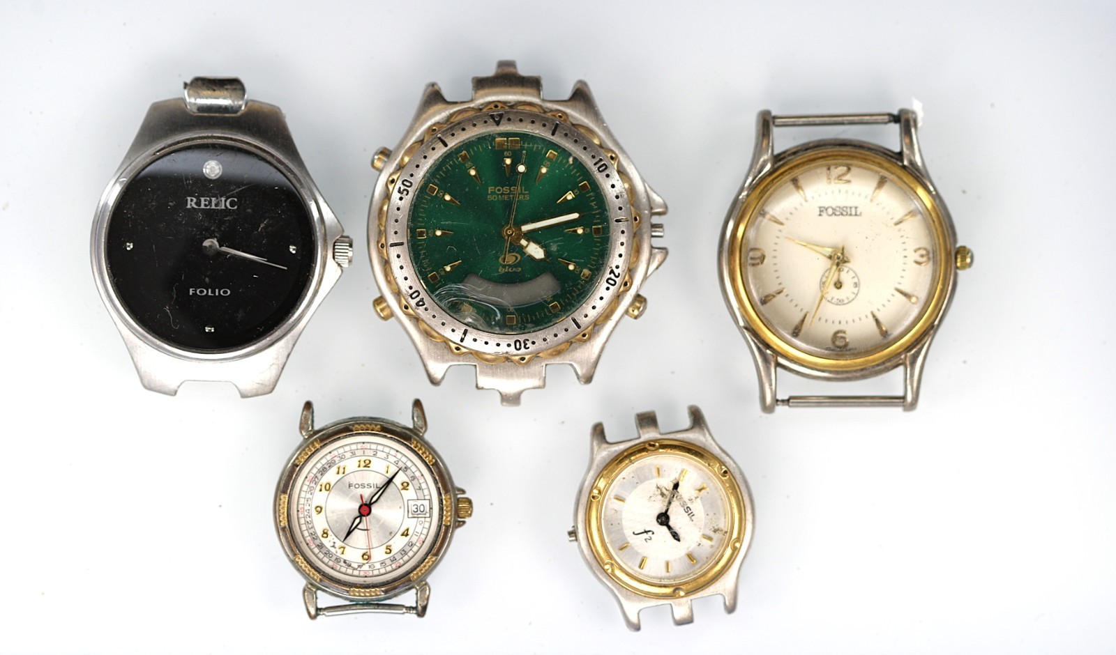 Relic Fossil Watch Men Women Gold Silver Stainless St WR Quartz NON-WORKING-25