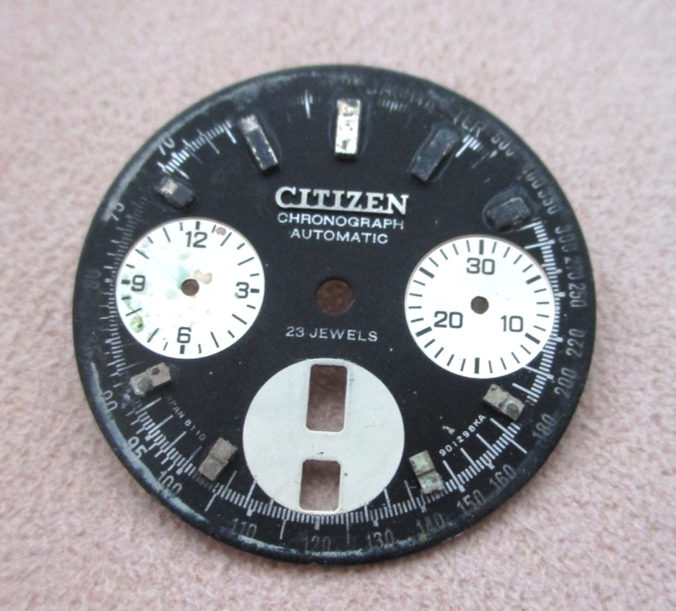 Citizen Bullhead Chronograph Dial, missing 1 foot, for parts