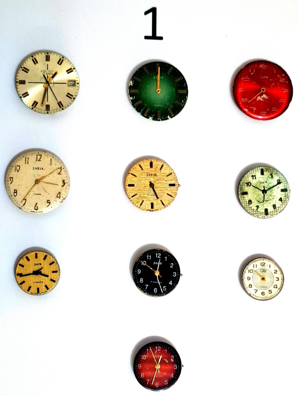 Lot 40 Soviet Watch Movements Zarja Poljot 17J w/Dial, Individually Bagged