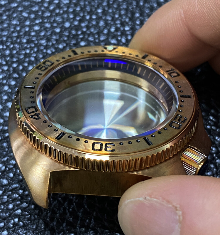Real Bronze 46mm 200m Diving Watch Case Fit NH35A Sapphire Glass Anti-reflective
