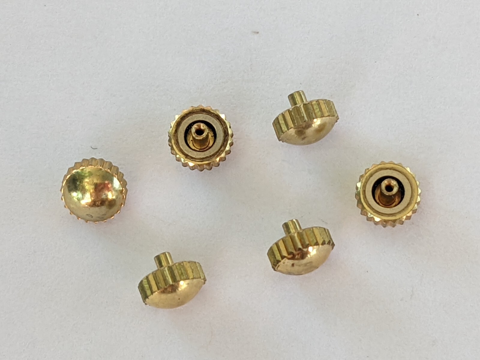 Waterproof crown diam. 5.25mm, tap 0.90mm, tube 2.50mm Chrome or Gilt x 6 pcs