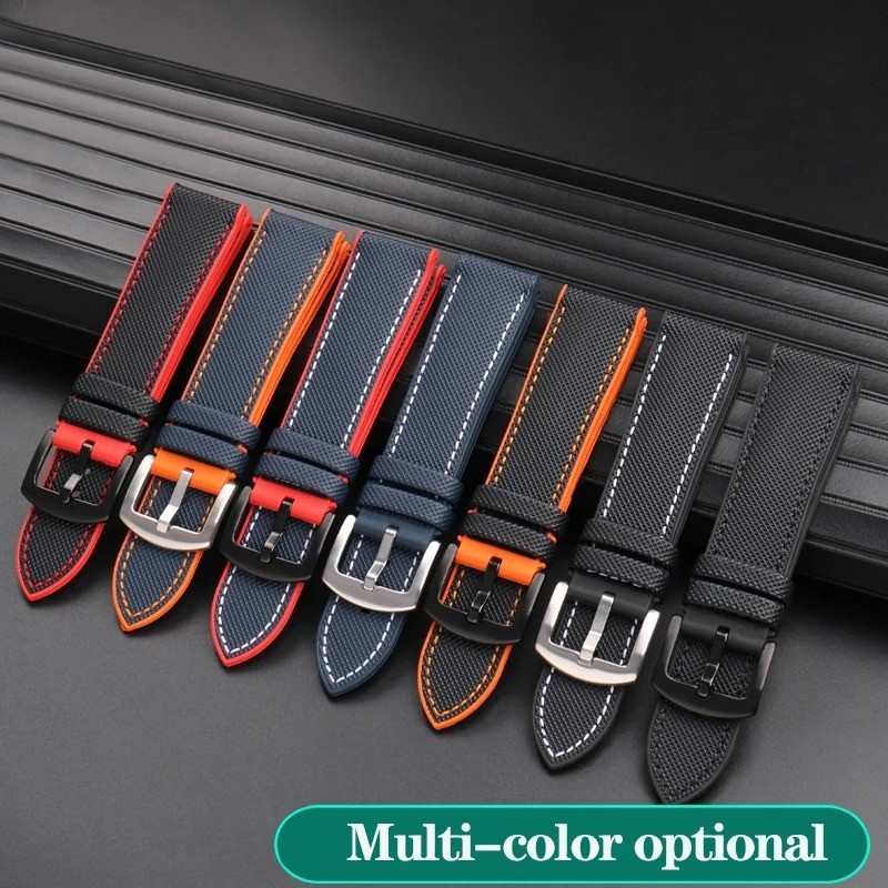 Nylon Rubber Watch Band Strap 19mm 20mm 21mm 22mm 23mm 24mm Multiple Colors