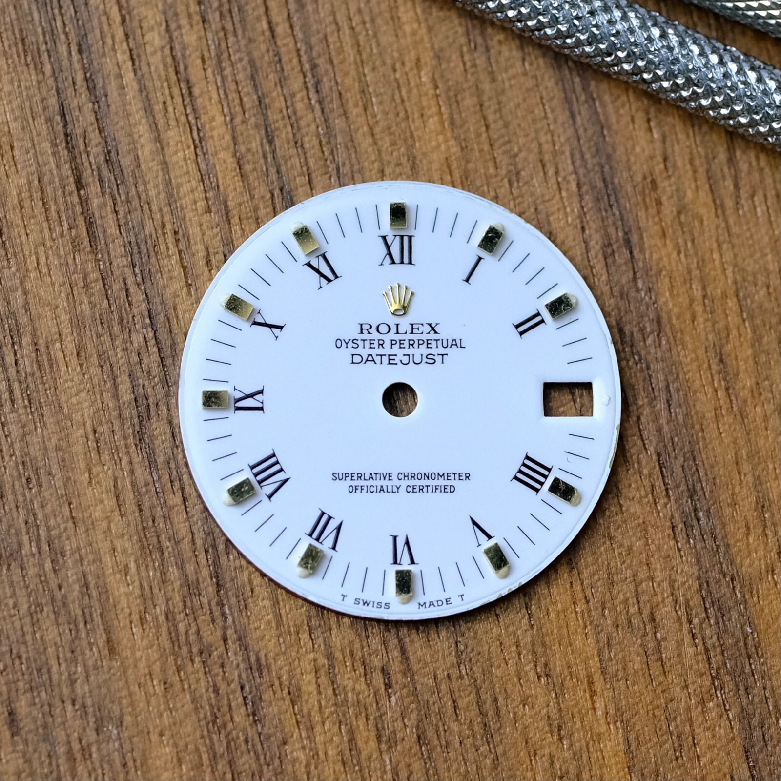 AUTHENTIC ROLEX OEM 31MM DATEJUST WHITE ROMAN DIAL W/ GOLD INDEX 68274 MID-SIZE