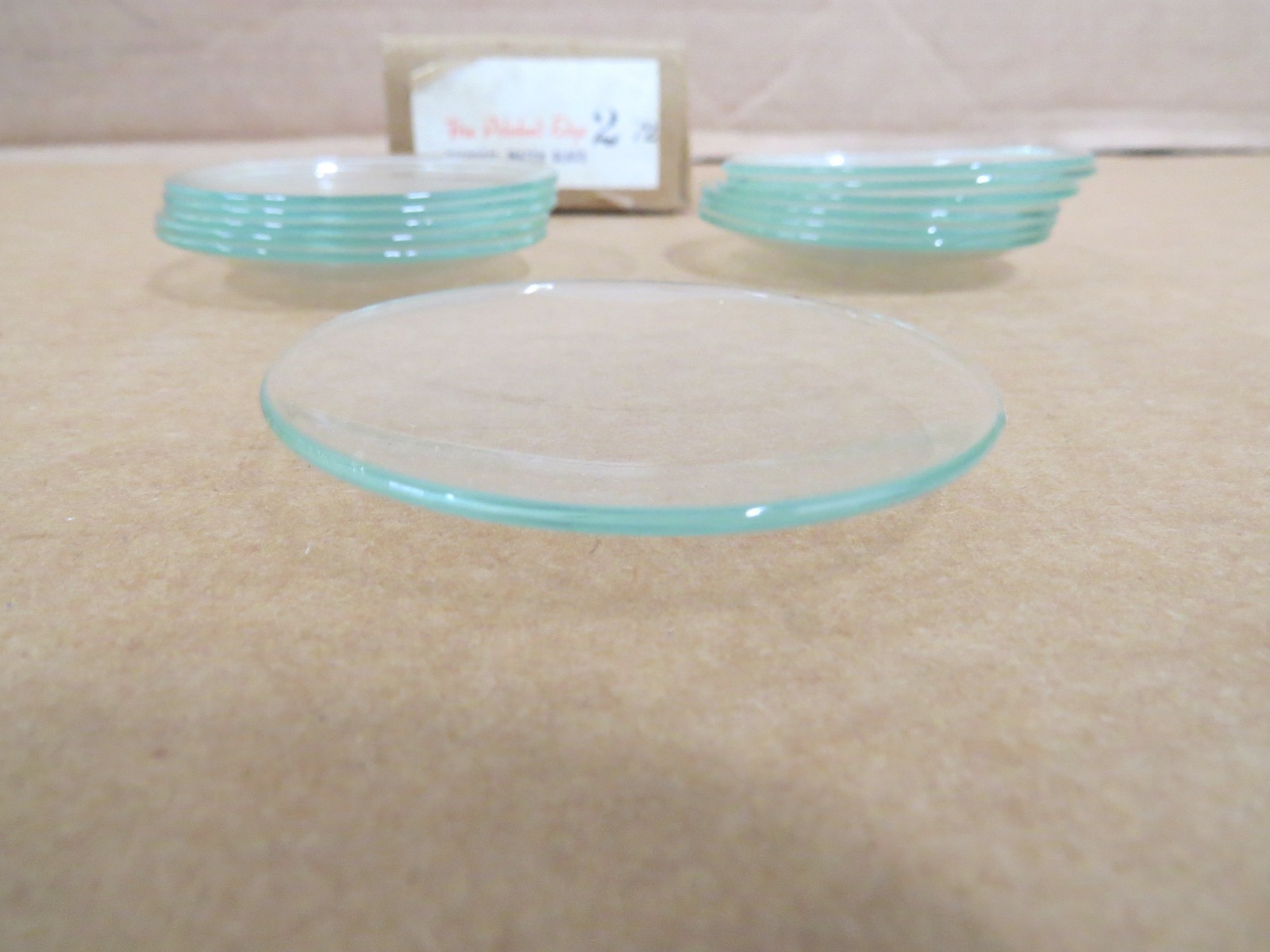 Box of 12 Vintage Fire Polished Chemical Watch Glasses 2-1/2″ NEW IOB