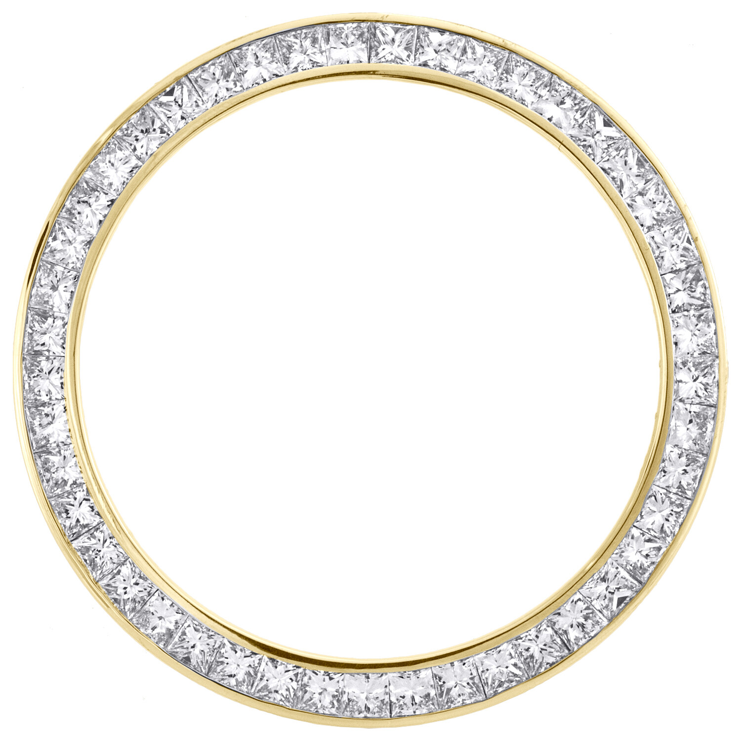 Solid Gold Princess Cut Diamond Bezel For 36mm Rolex DateJust / Day-Date 4.30 CT