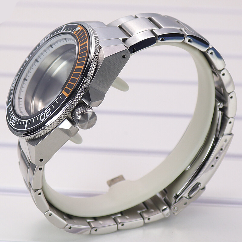 Silver Seiko Samurai Watch Case 904 strap Sapphire For NH35 Movement 28.5mm Dial