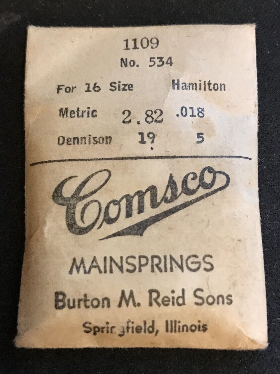 Comsco Mainspring #1109 for Hamilton 16s Factory No. 534 – Steel