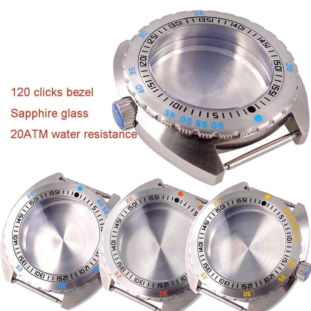 20ATM Steel 42mm Diving Watch Case Sapphire Glass Fit NH35A NH34 NH36 120 Clicks