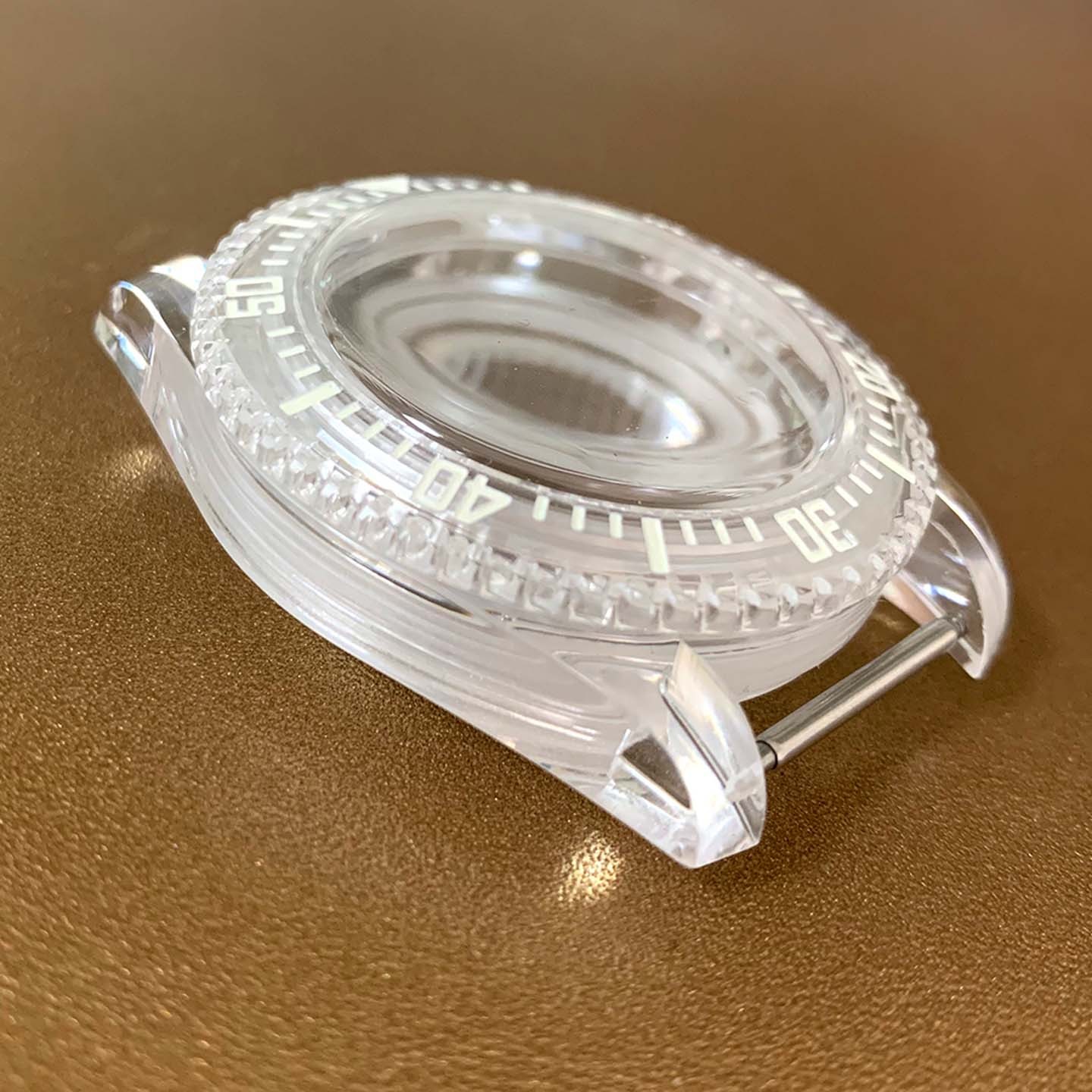 40mm Luminous Acrylic Crystal Transparent Mod Watch Case For NH35 NH36 Movement