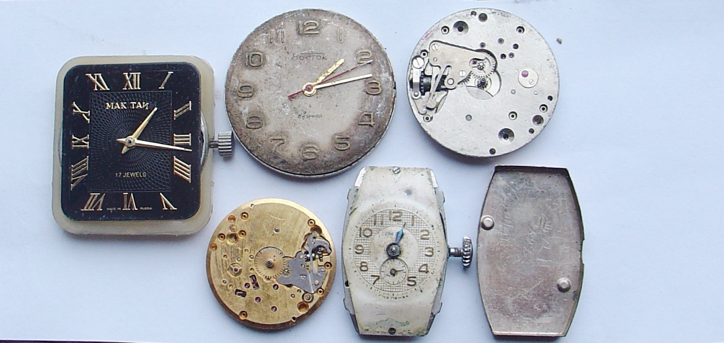 MOVEMENTS (5pS) OF SOVIET RUSSIAN POBEDA (ZIM) WATCHS for parts