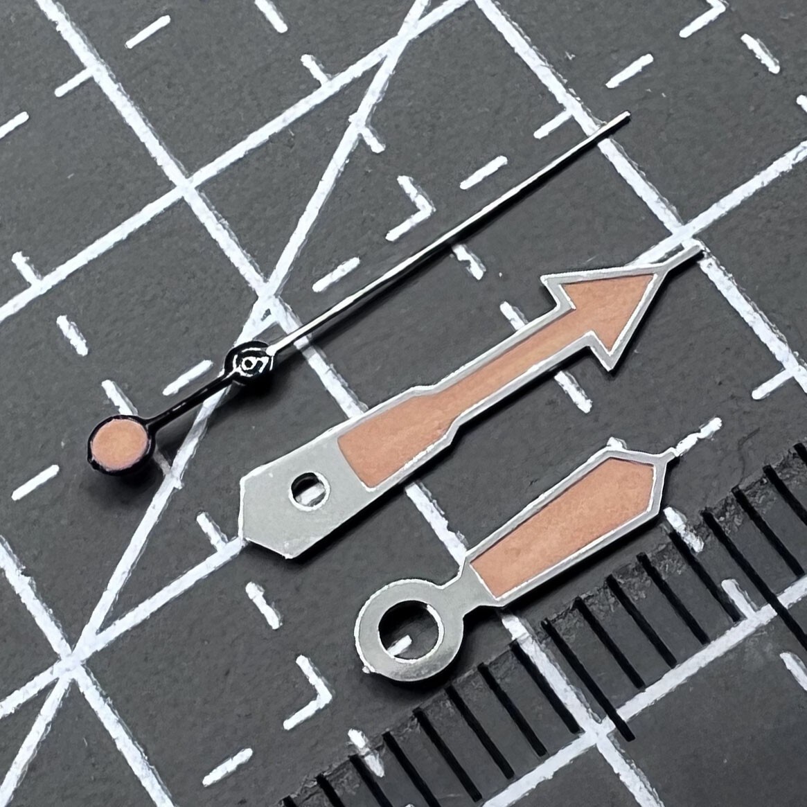 2 Sets 12.5mm Silver Trim Orange Painted Green Lume Hands for NH35 NH36 7S26