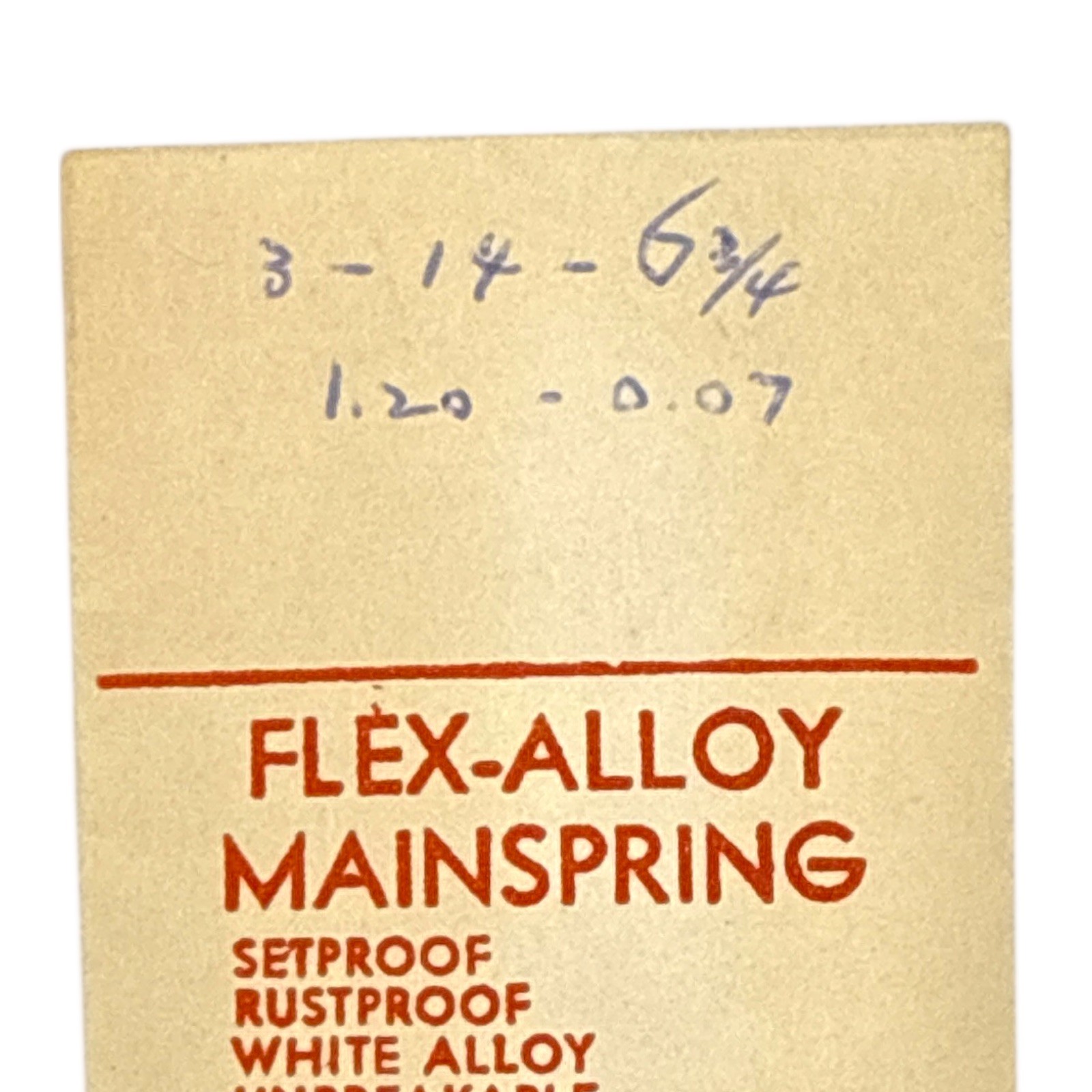 Mainspring 1.20 x 0.07 x 172 M-S 314W Alloy Denn. 3 x 14 x 6 3/4 NOS Read!