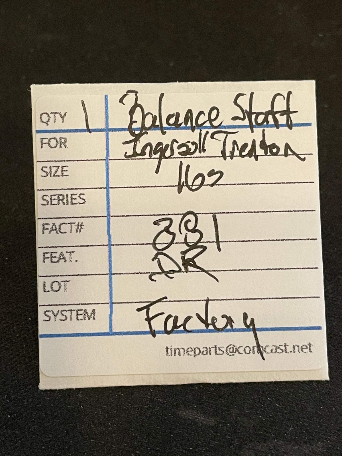 Ingersoll Trenton Factory Balance Staff for 16s Pocket Watch movements No. 381