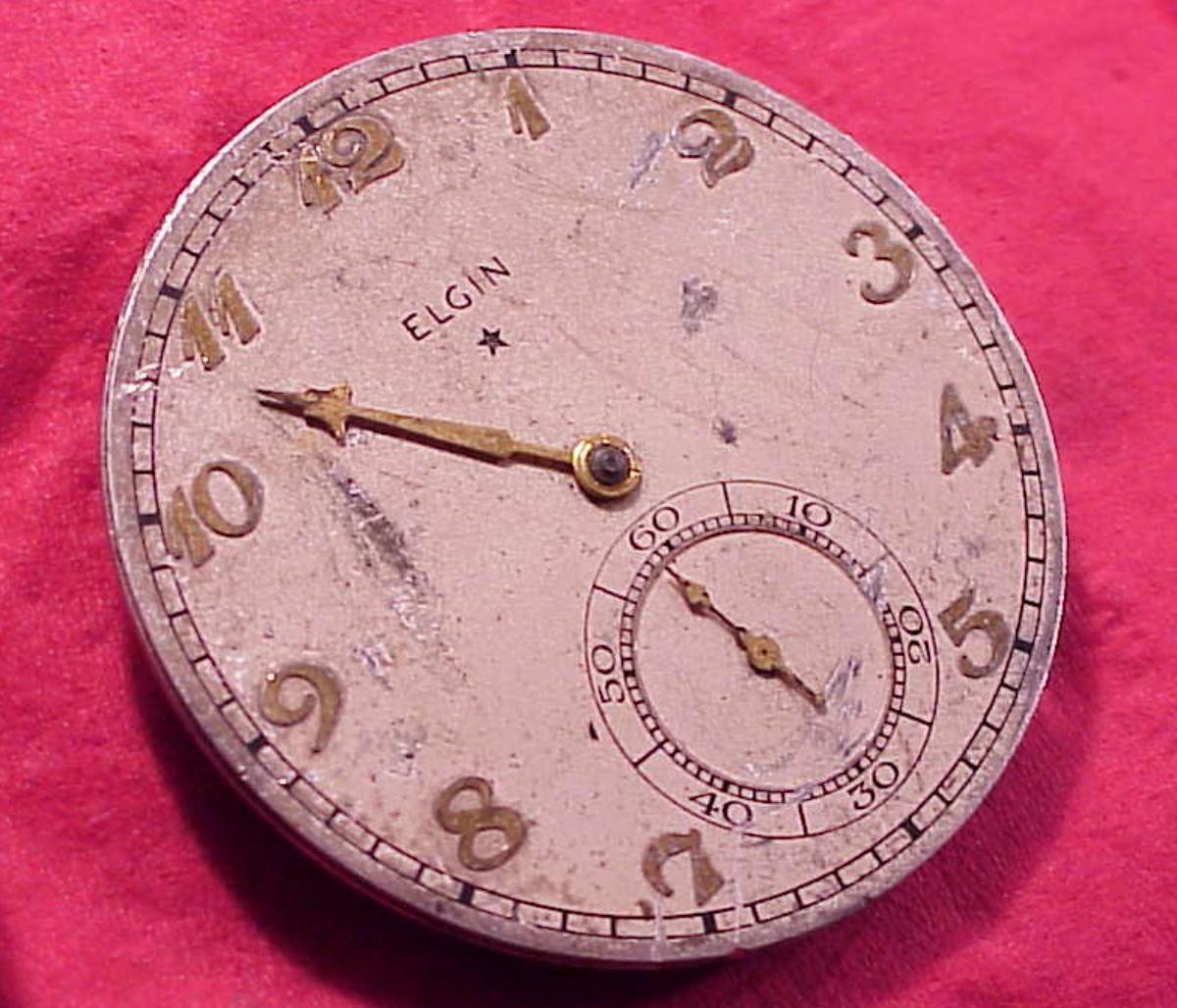 VINTAGE 12s LORD ELGIN 21J Pocket Watch Movement STREAMLINE 39MM BROKEN STAFF