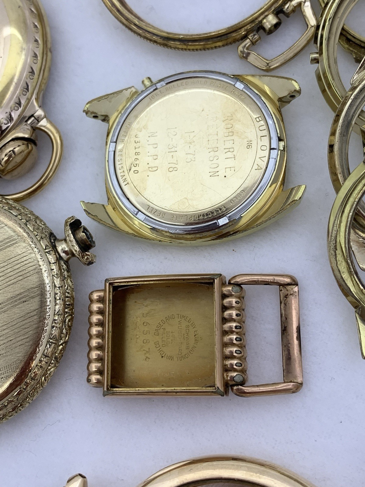 609 GRAMS Gold Filled RGP Plate Pocket Wrist Watch Case Scrap Lot & Other Pieces