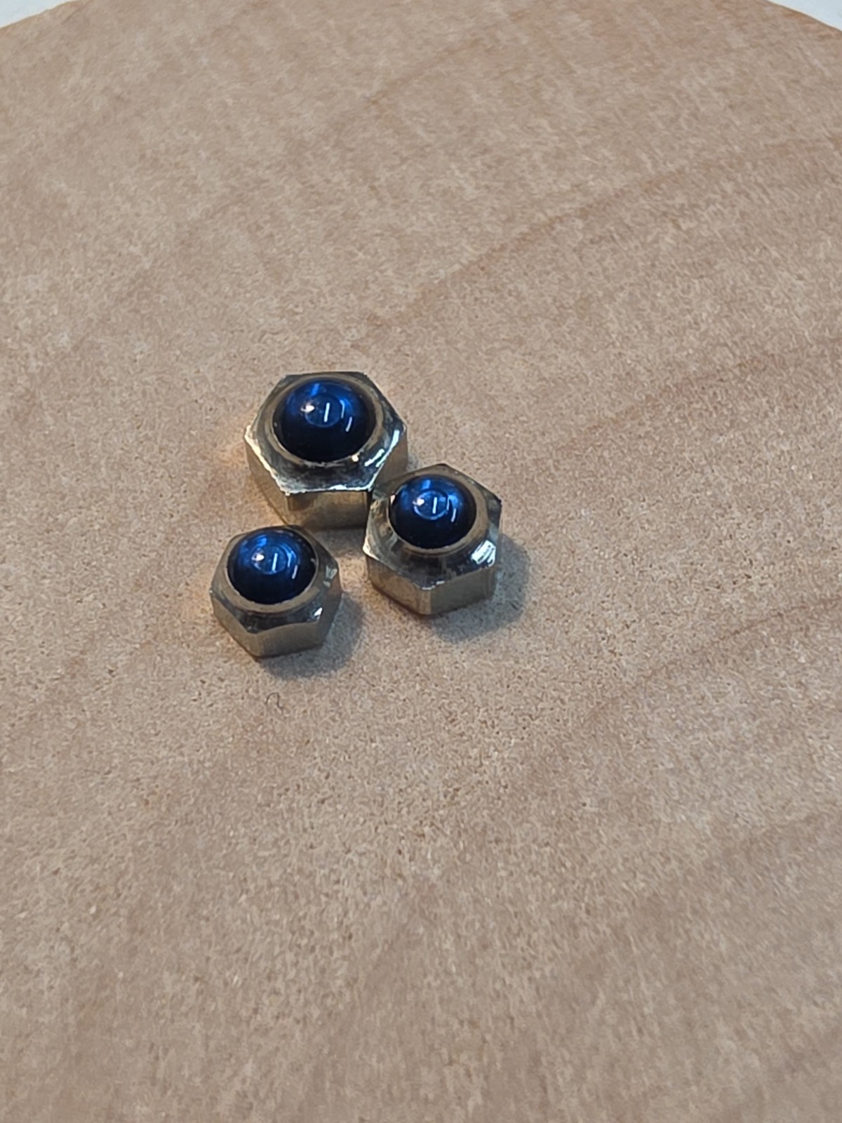 Lot Of 3 NOS Blue Cabochon Silver-Tone Wristwatch Crowns-3.44mm-4.42mm Diameters