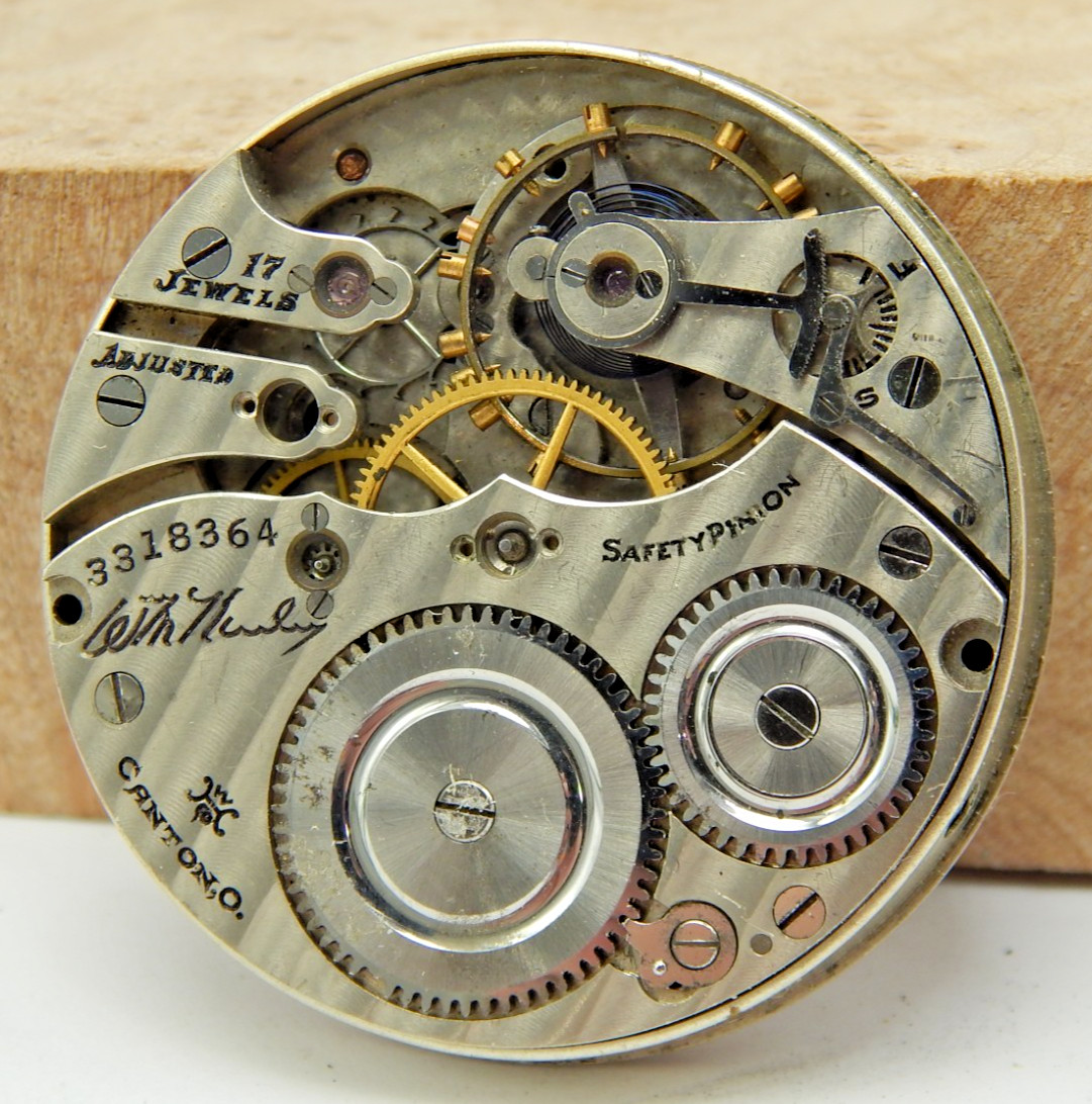 Antique 1915 Hampden Wm. McKinley 16s 17 jewel adj pocket watch movement