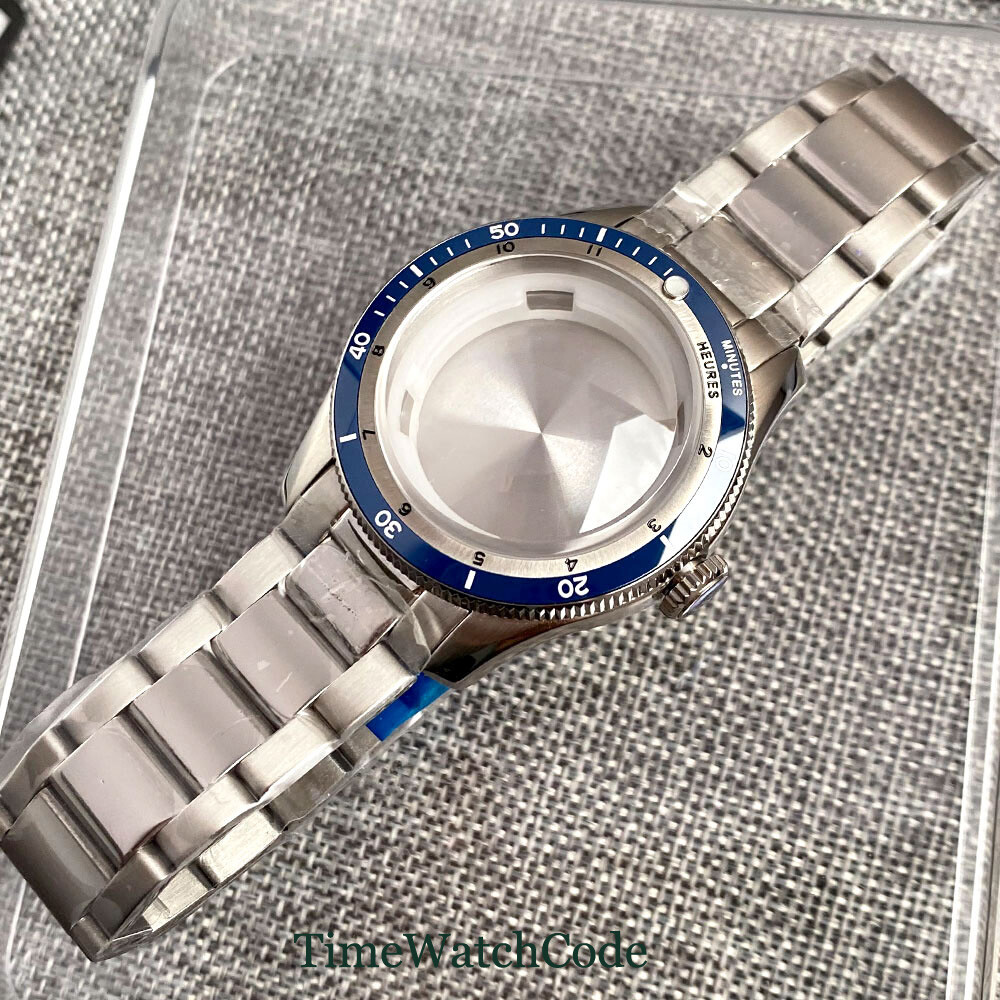 40mm Watch Case Double Bow Sapphire Crystal Fit NH35 NH36 NH38 20ATM Waterproof