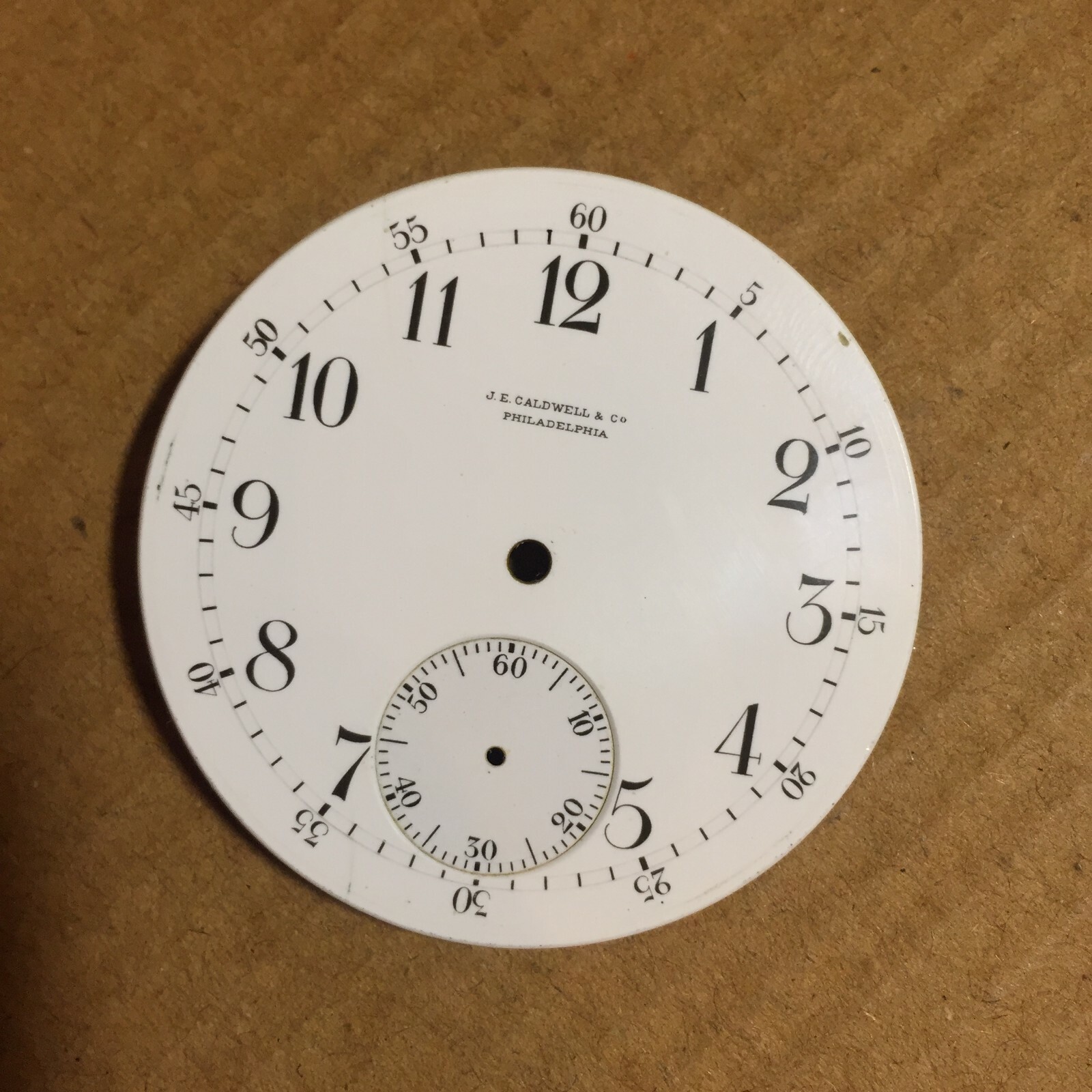 Original Enamel J.E. Caldwell White Vintage Pocket Watch Dial 42.9 mm