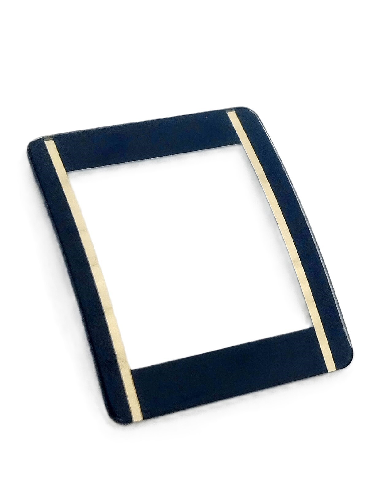 Sapphire Crystal Rado Rect Cut Corners Black Trim with Gold lines (28.3×23.5)mm