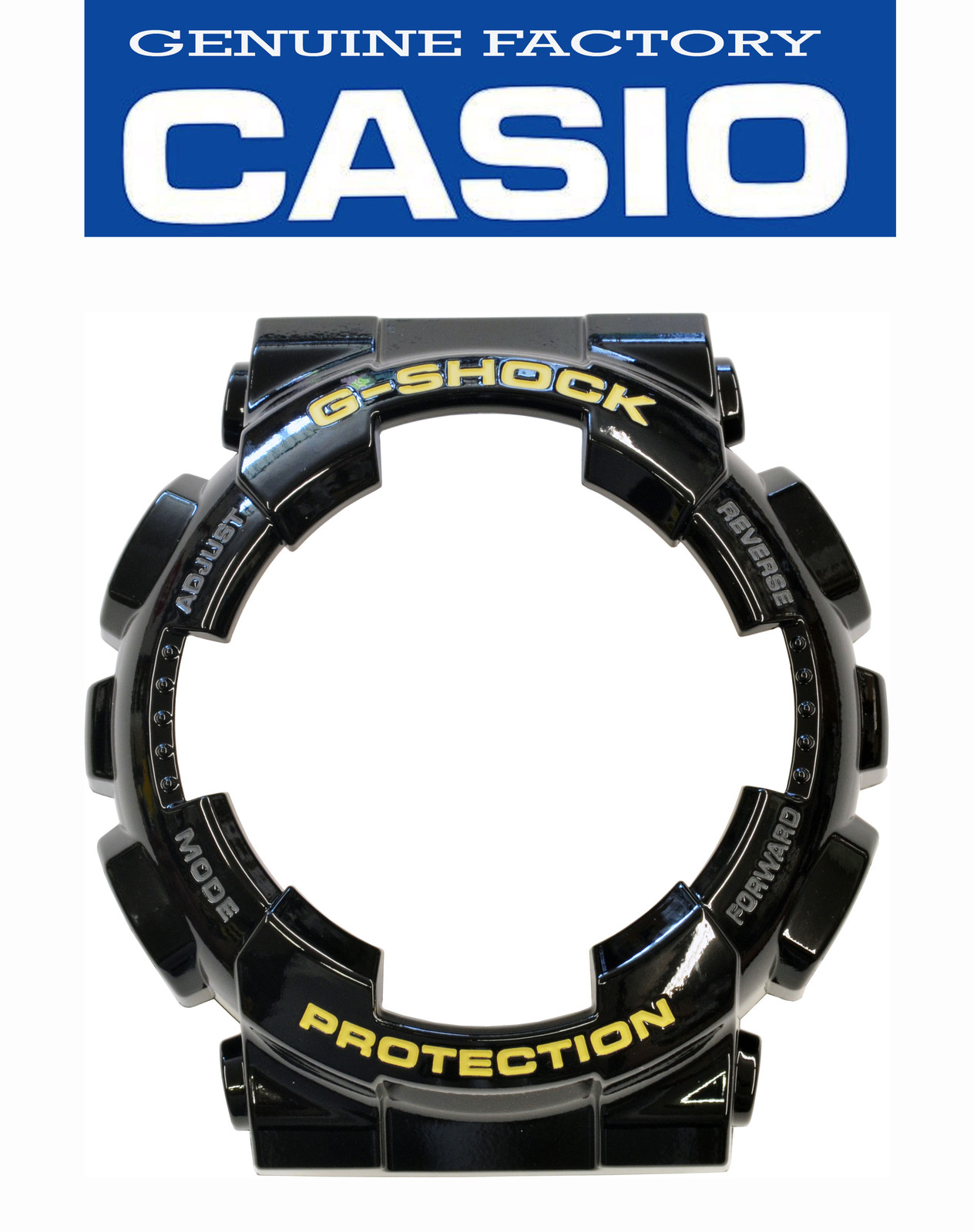 Casio G-Shock Protection GA-110GB Watch Band Bezel Black Shiny Shell Gold Letter