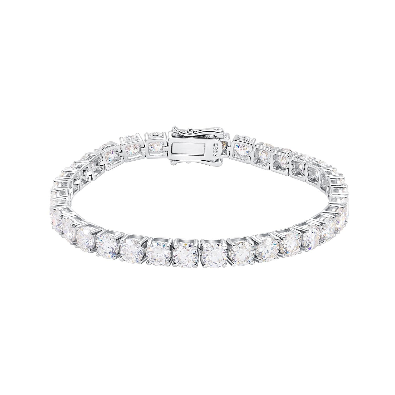 Gem’s Beauty moissanite tennis bracelet 925 silver plated 14k gold 3-6.5mm D …
