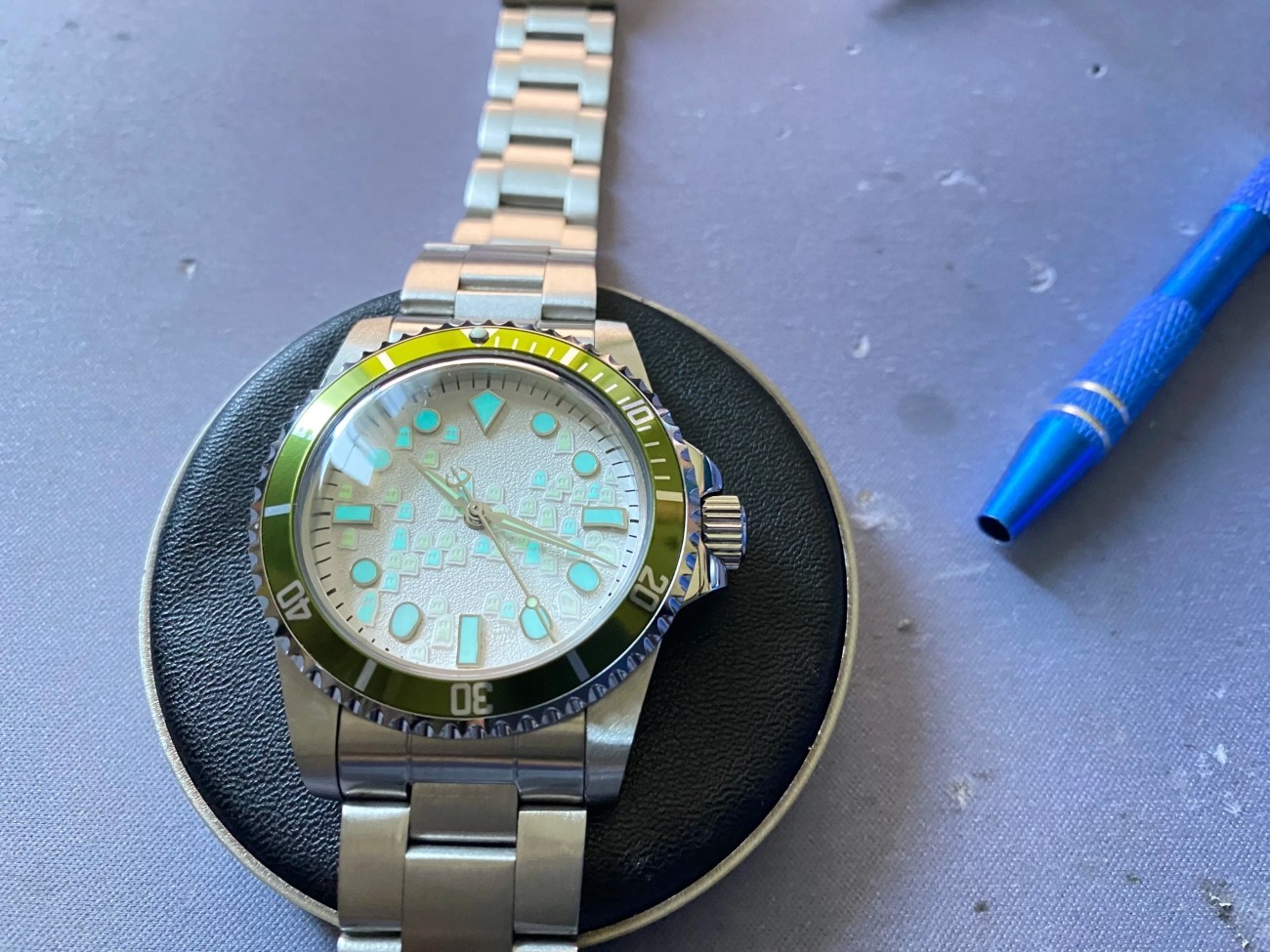 Watch Hands Set Green Blue Lume for NH35 NH36 NH34 Movement SKX007 Mod Pointers