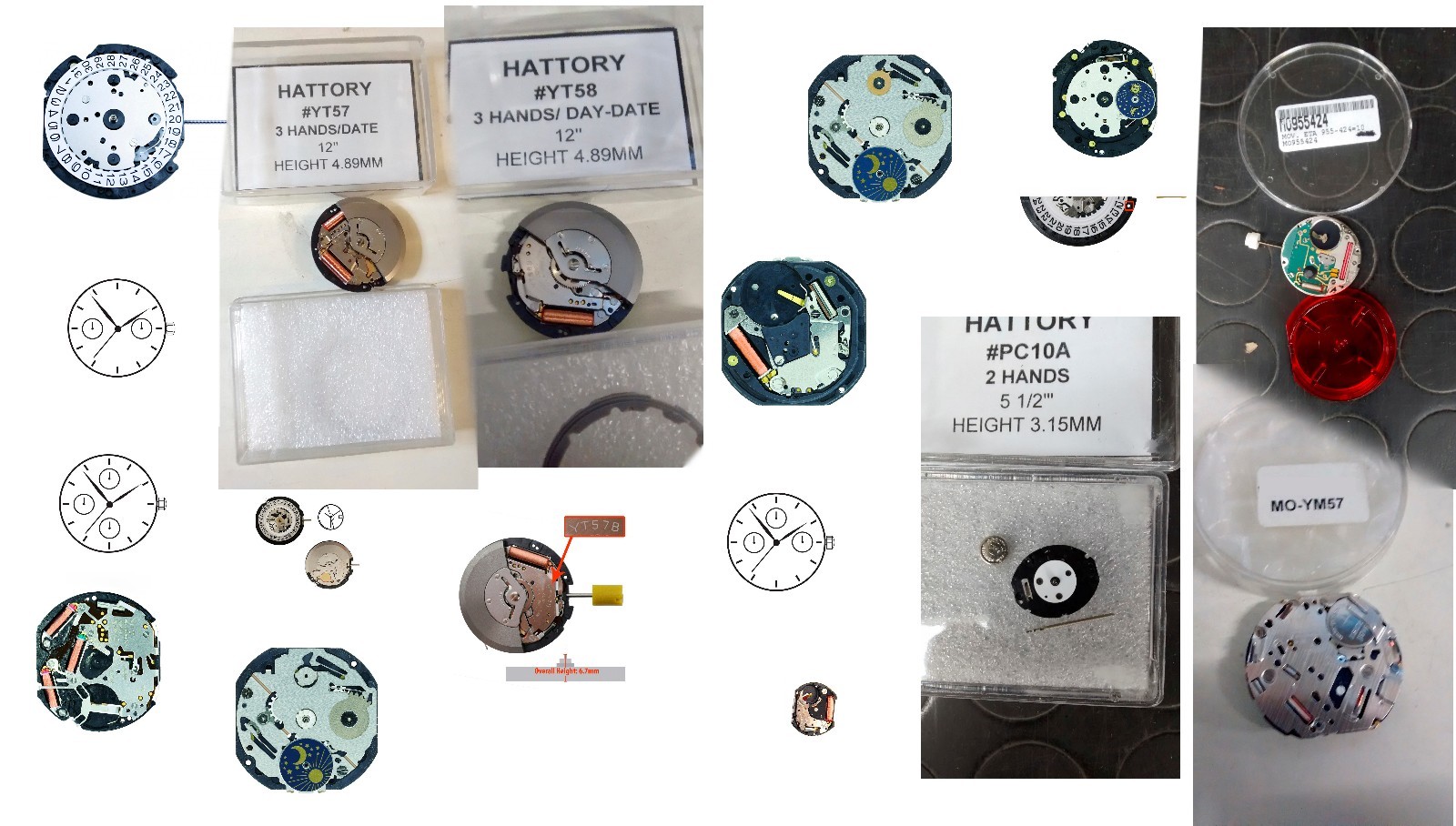 MOVIMENTO VD58, VX3H, VD59, VX3F, YL61, YM55, YM57, SEIKO, HATTORI, YM52, 7T32