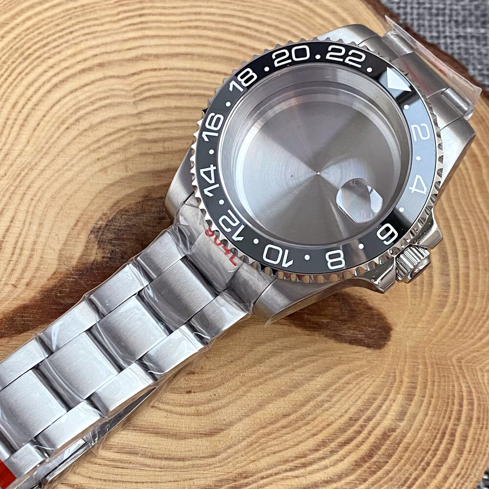 40mm Black gray bezel 120 Clicks Mens Watch Case Fit NH35 NH36 Sapphire Glass