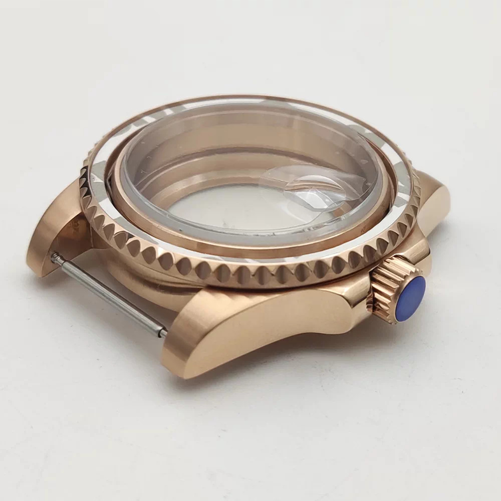 40mm Rose Gold Stainless Watch Case Mineral for Nh35 NH36 Movement 28.5mm Dial