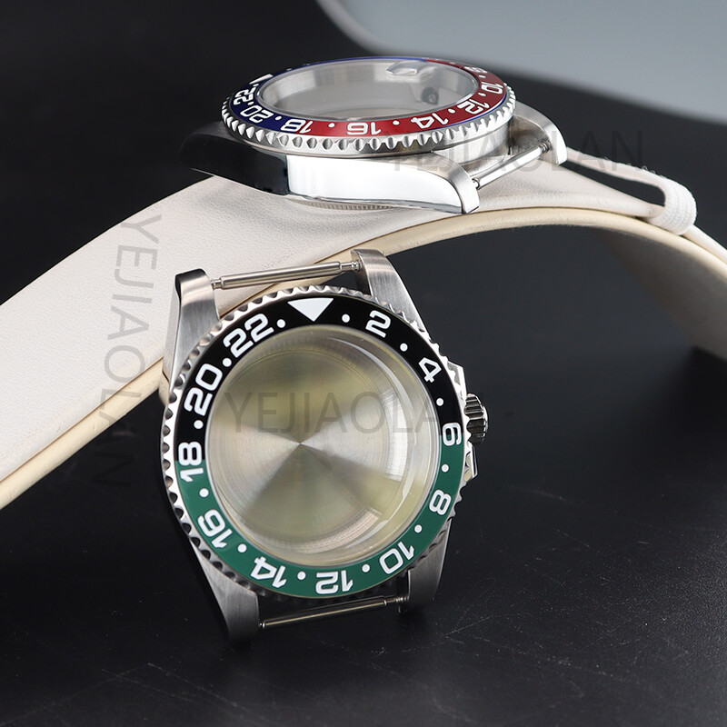 40mm Brushed Watch Cases GMT Ceramic Bezel For Seiko Nh35 Nh36 Eta 2824 Movement