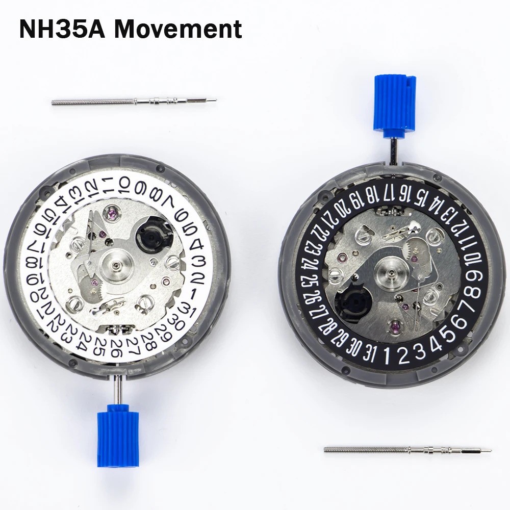 SEIKO (TMI) NH35 NH35A AUTOMATIC WATCH MOVEMENT DATE AT 3H WHITE BLACK DISC