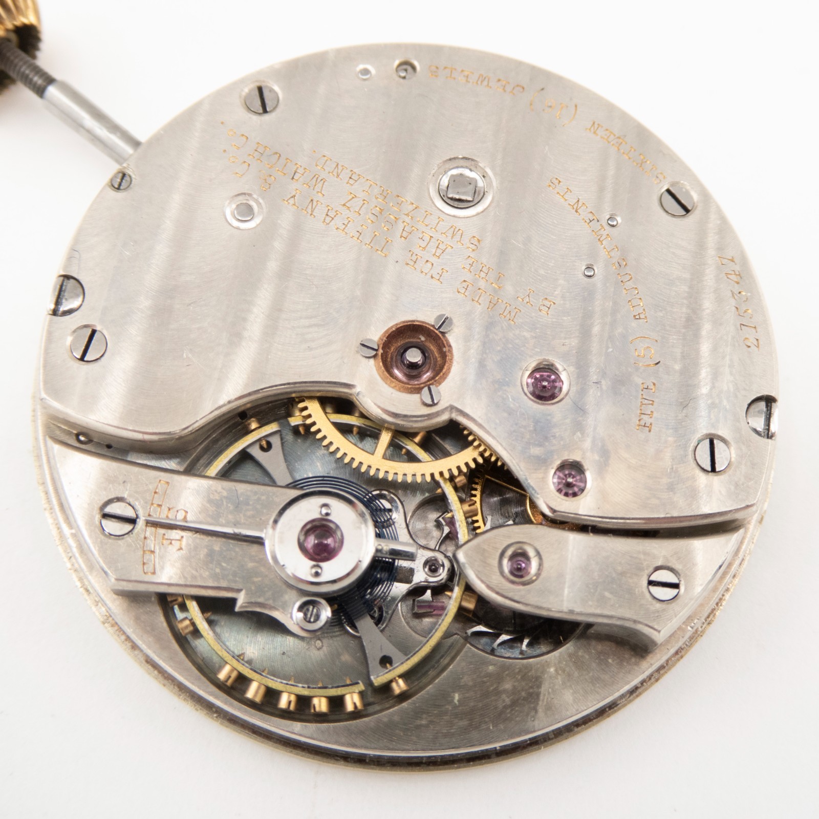 Agassiz for Tiffany & Co. 38.9 x 7.2 mm Antique Pocket Watch Movement, Runs