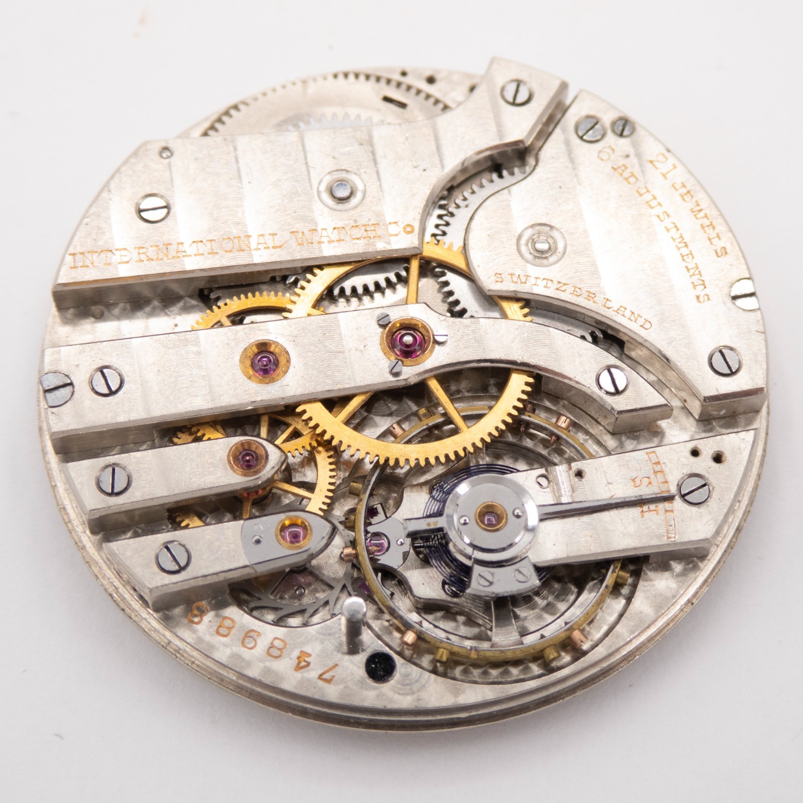 Vintage International Watch Co. IWC 38 mm Antique Pocket Watch Movement, Runs