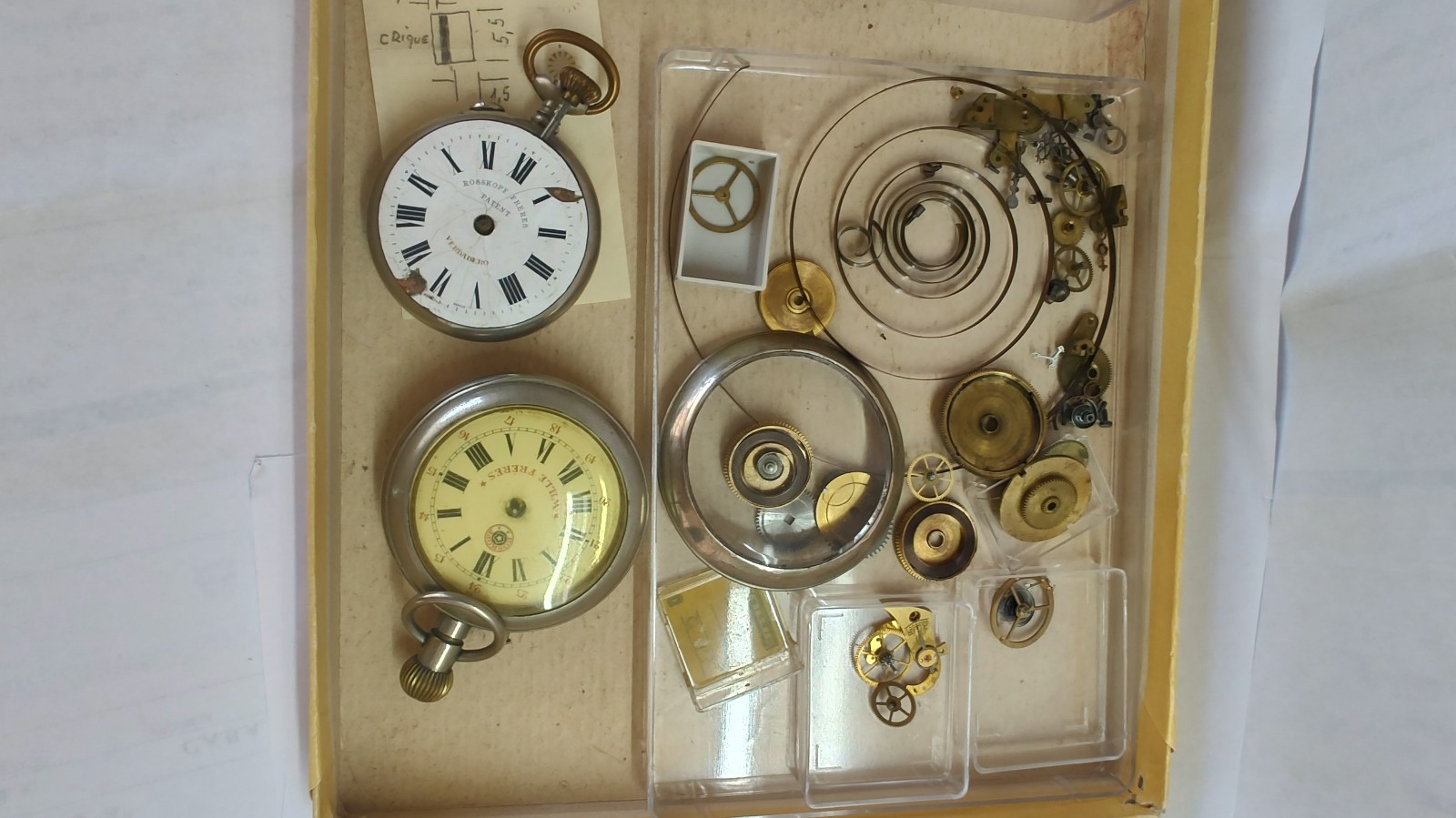 Antique Roskopf Patent Wille Frères Watch Parts Lot – Movements Dials Cases