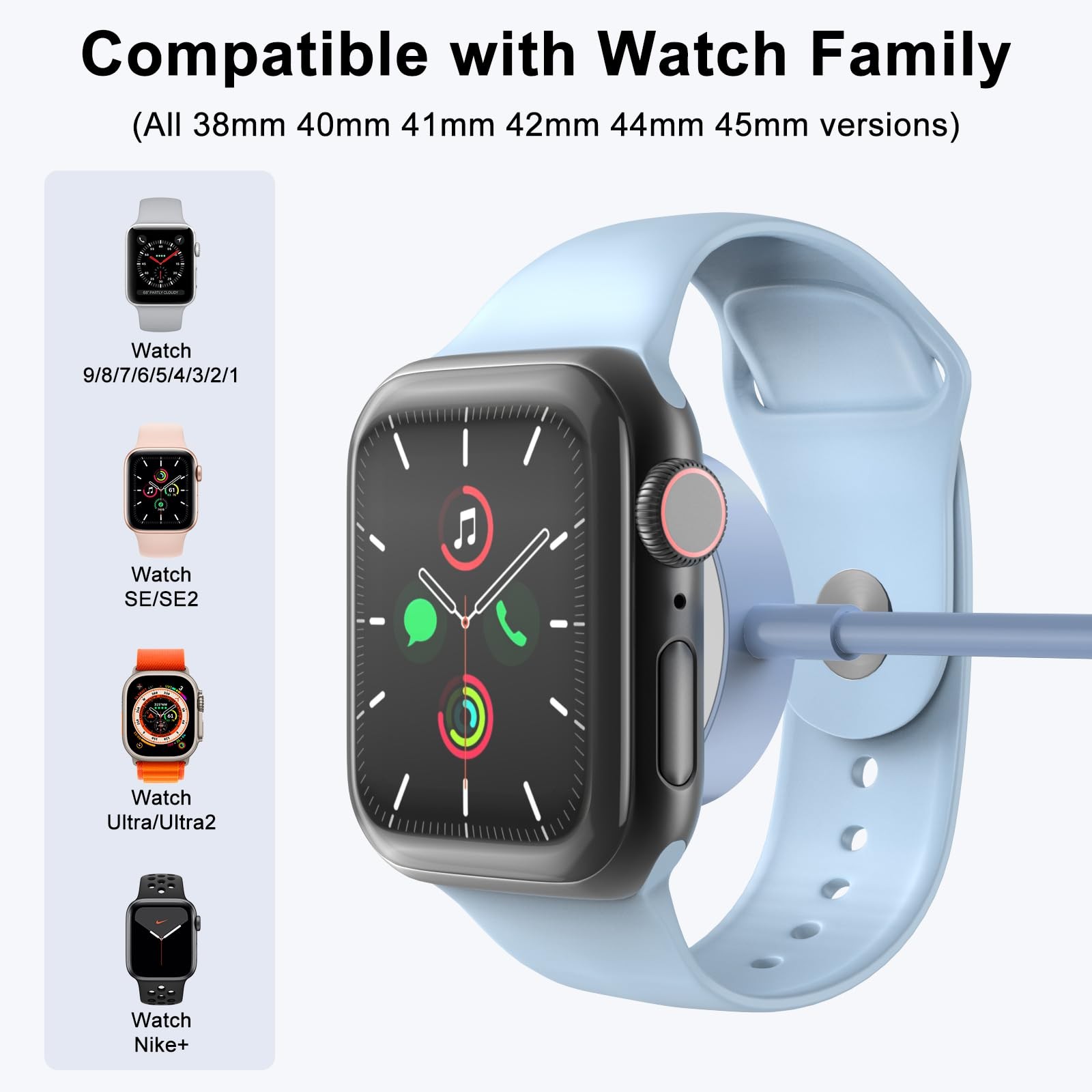 2Pack Blue for Apple Watch Charger USB Magnetic Wireless Fast iWatch Charger …
