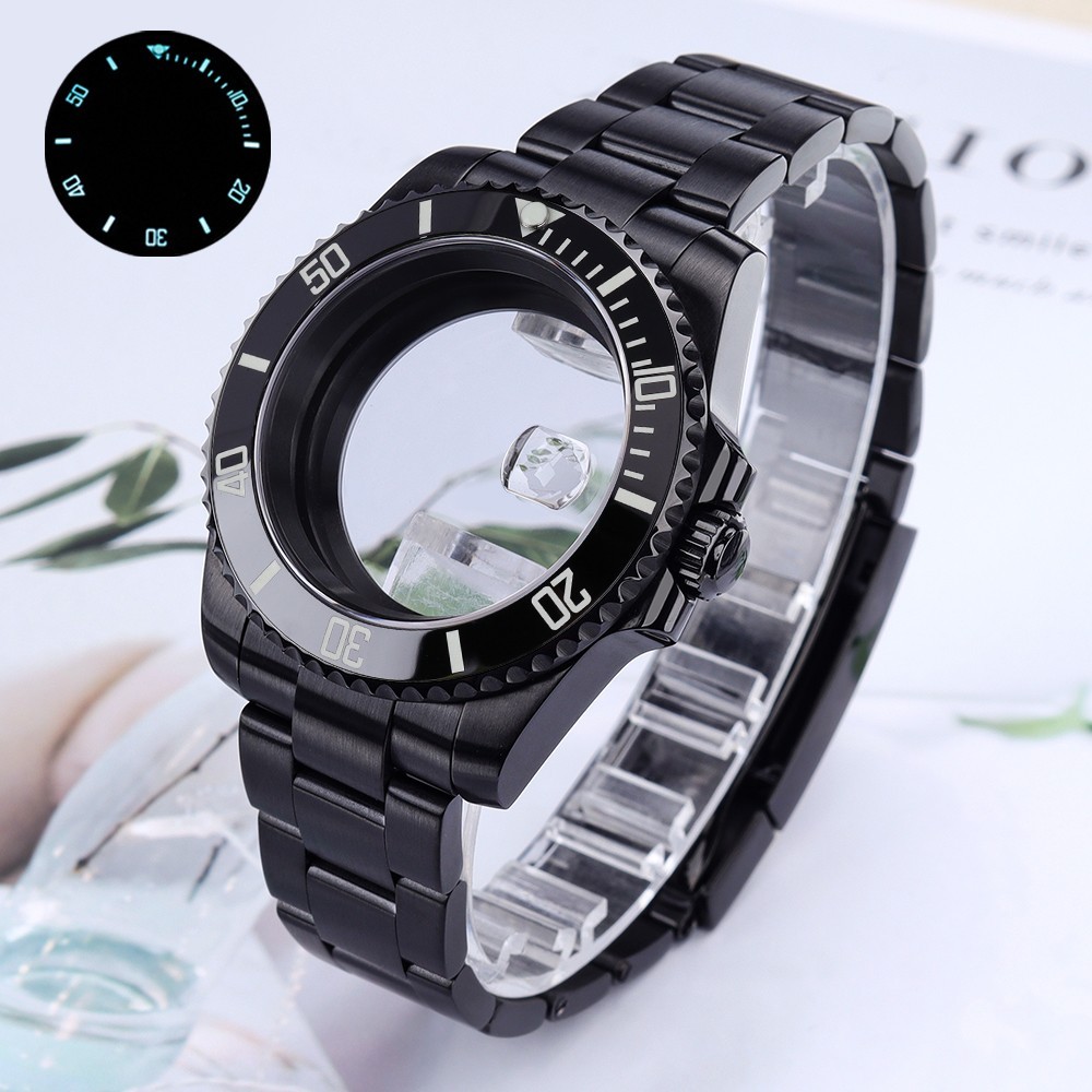 PVD Oyster 40mm SUB Watch Case Bracelet Luminous Bezel For Seiko NH35 36 ETA2824