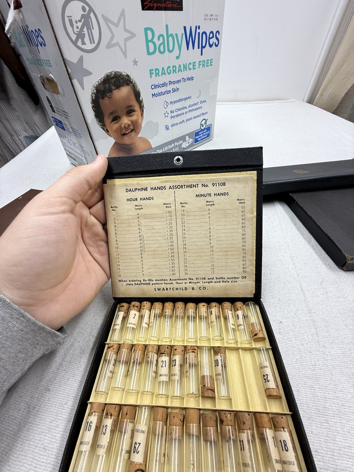 Vintage Swartchild Dauphine Hand Box Antique Vials