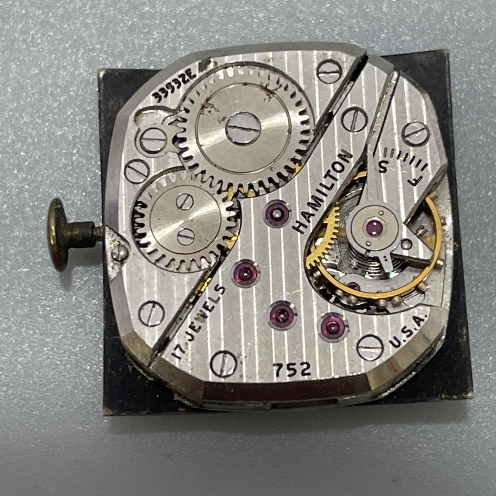 1952 Hamilton Watch Movement 752 17 Jewels Parts Repair