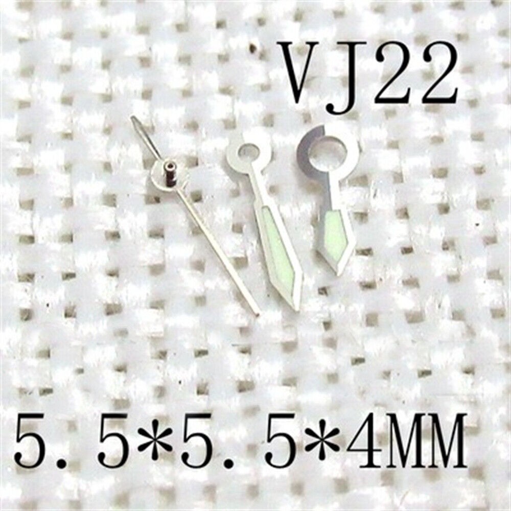 Green Luminous Silver Trim Watch Hands 5.5×5.5x4mm for Epson VJ22 Movement