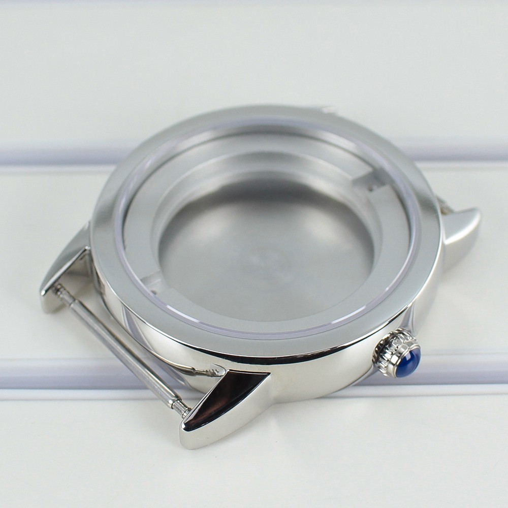 Sapphire 100m Waterproof 42mm Pilot Watch Case Steel Patrimony Mod For ETA 2824