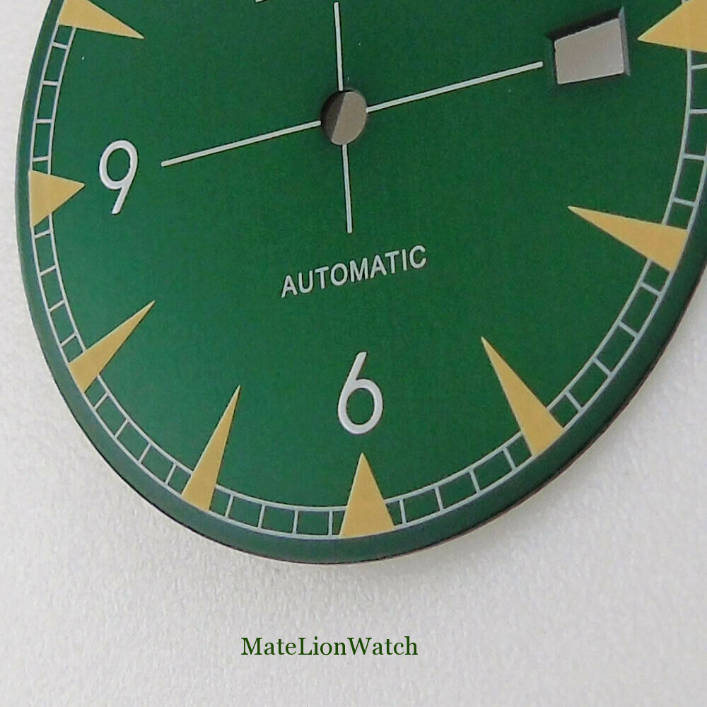 33.5mm Watch Dial Spare Parts Fit For NH35 / NH35A Date Window Green Lume Bliger