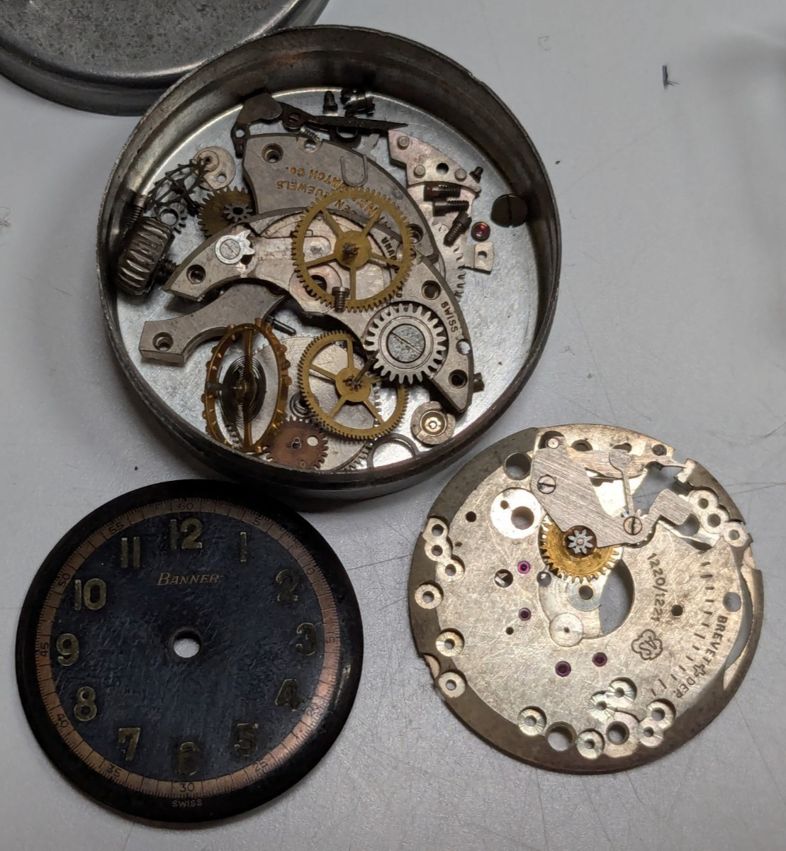 Vintage Banner/AS Yorktown Seeland + WATCH MOVEMENT PARTS LOT for Repair / Spare